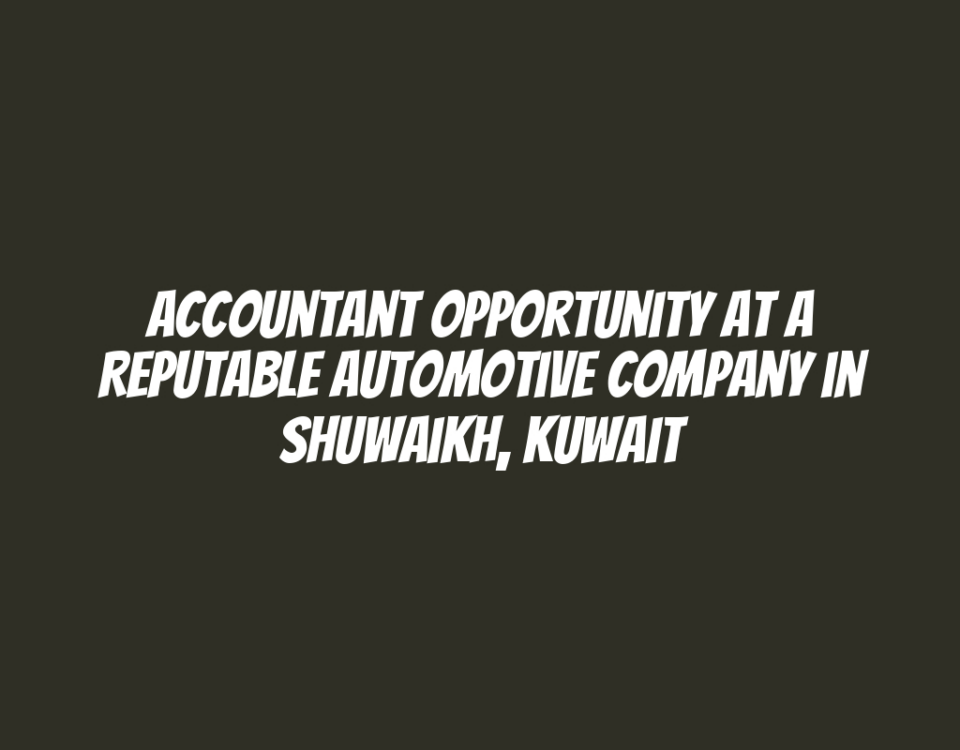 Accountant Opportunity at a Reputable Automotive Company in Shuwaikh, Kuwait