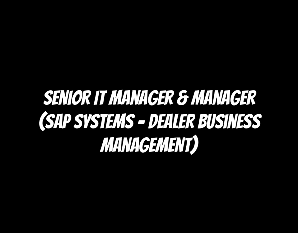 Senior IT Manager & Manager (SAP Systems - Dealer Business Management)