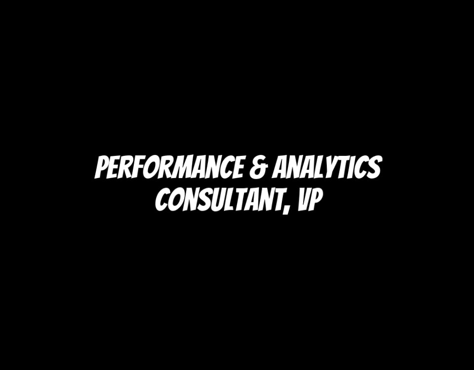 Performance & Analytics Consultant, VP